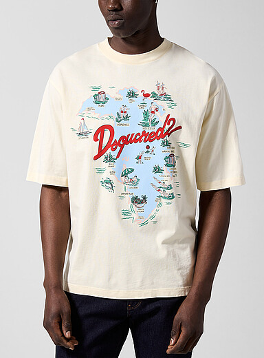 Dsquared2 White Island print T-shirt for men