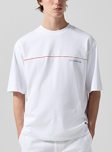 Dsquared2: Le t-shirt ample ligne rouge Blanc pour homme