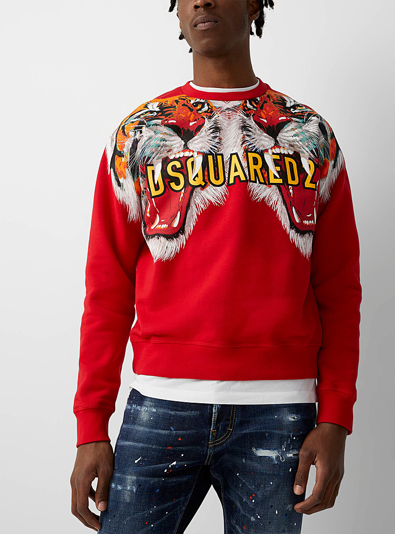 Dsquared2 Red Tiger battle sweatshirt for men
