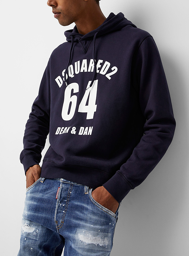 Dsquared2 Marine Blue Star players hooded sweatshirt for men
