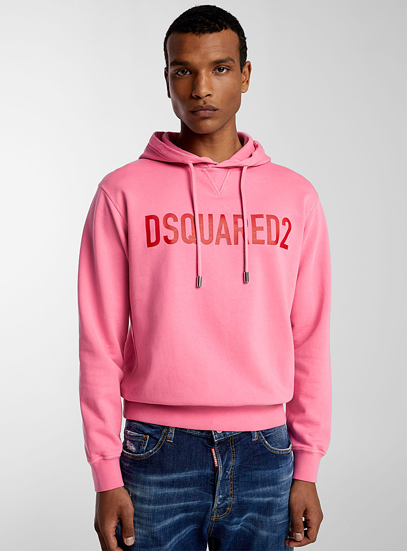 Dsquared2 Pink Signature pink hooded sweatshirt for men