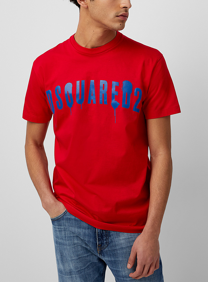 Dsquared2 Red Paint-effect signature T-shirt for men