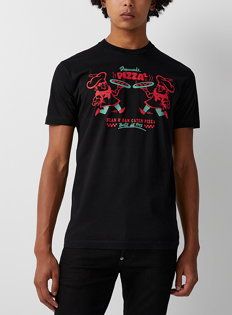 Dsquared2: Le t-shirt signature pizzeria Noir pour homme