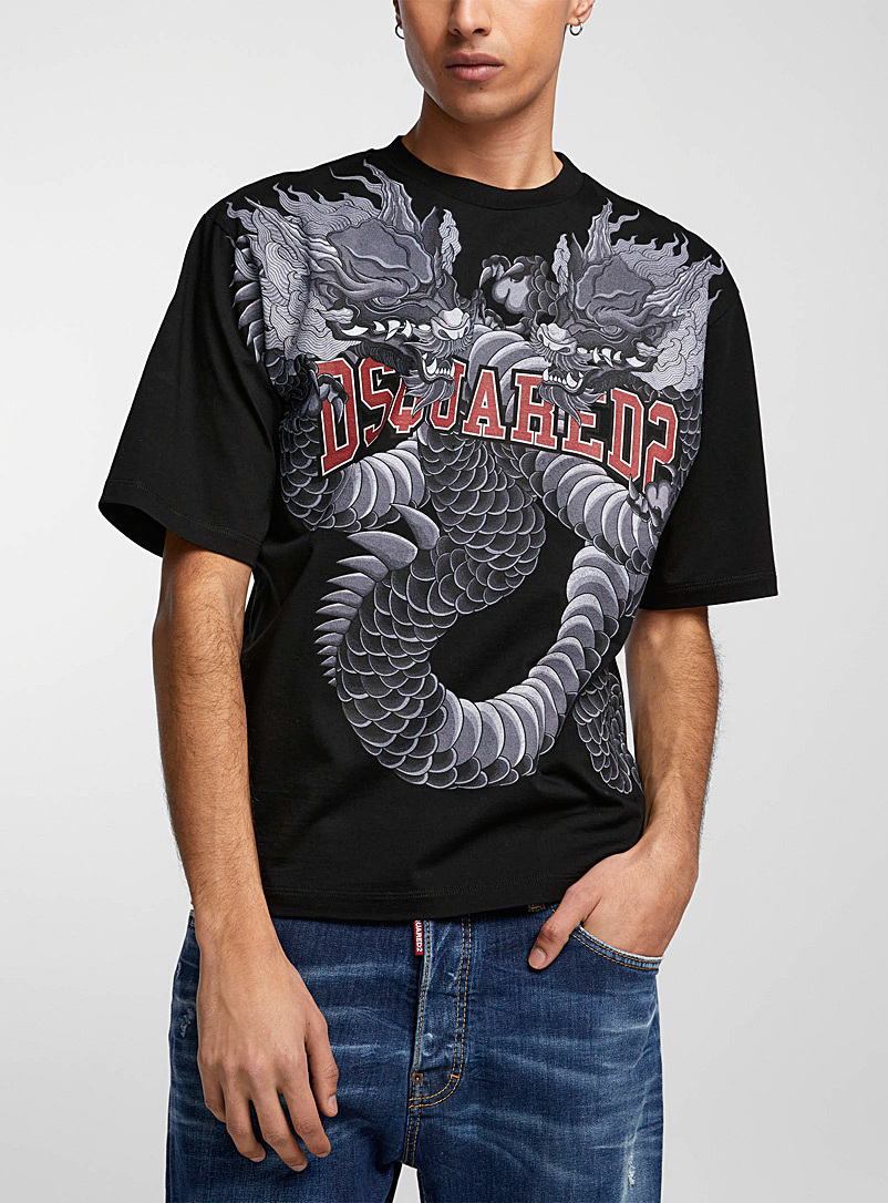 Dsquared2 Black Dragon logo T-shirt for men