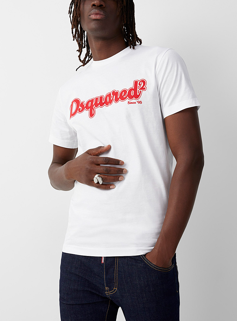Dsquared2 White Groovy retro signature T-shirt for men