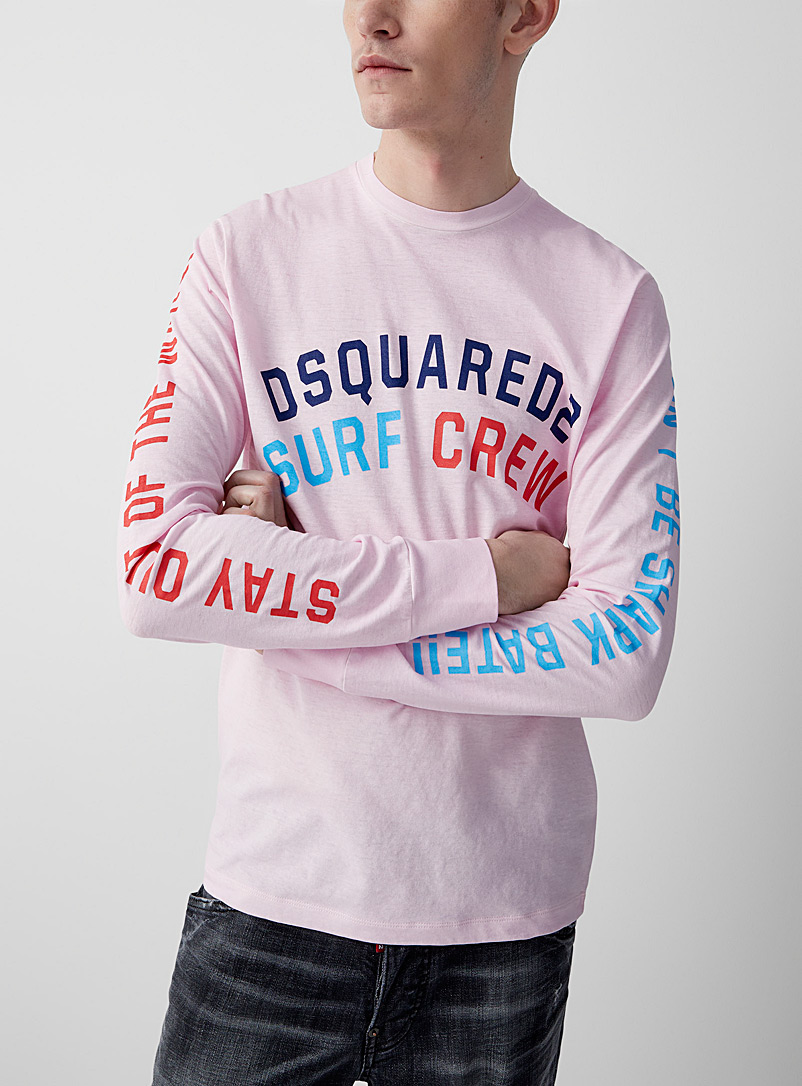 Dsquared2 Pink Surf Crew long-sleeve T-shirt for men