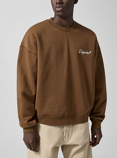 Dsquared2: Le sweat signature cursive Brun pour homme