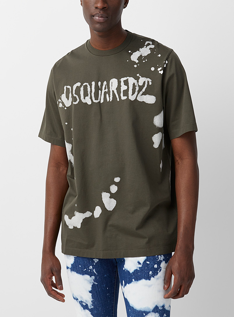 Dsquared2: Le t-shirt signature accents décolorés Vert pour homme