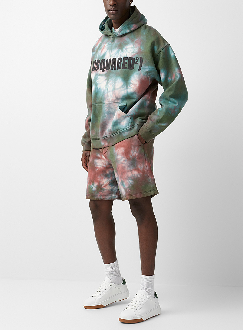 Dsquared2 Patterned Green Tie-dye print signature hoodie for men