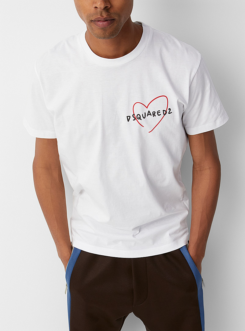 Dsquared2: Le t-shirt signature coeur Blanc pour homme