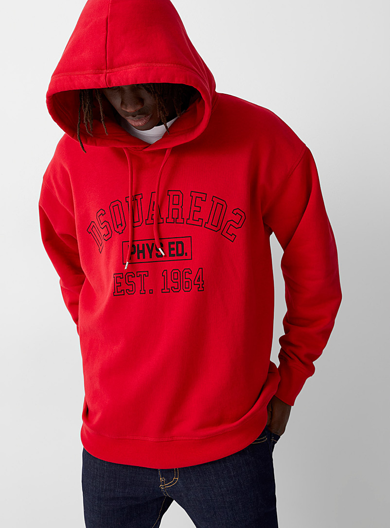 Dsquared2 Red Physical education hooded sweatshirt for men