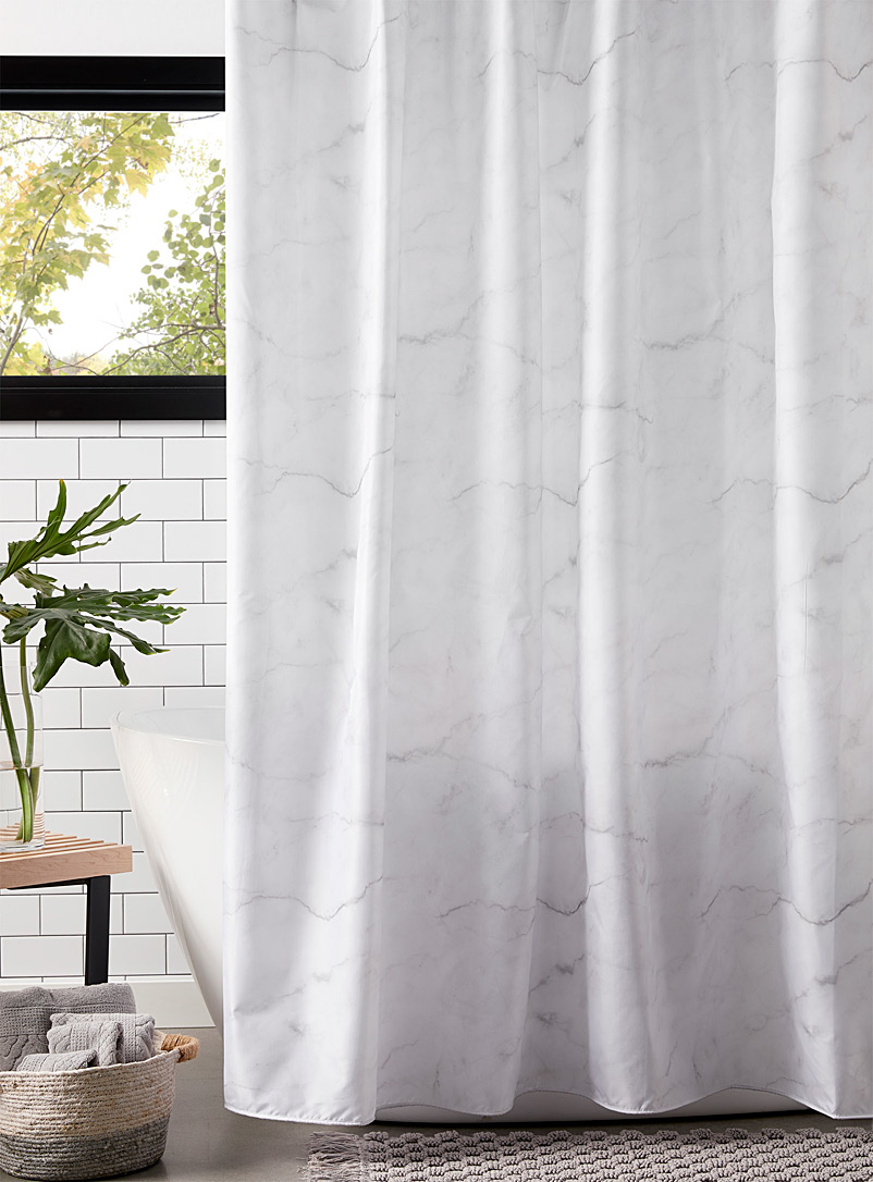 Simons Maison: Le rideau de douche marbre jaspé Blanc à motifs