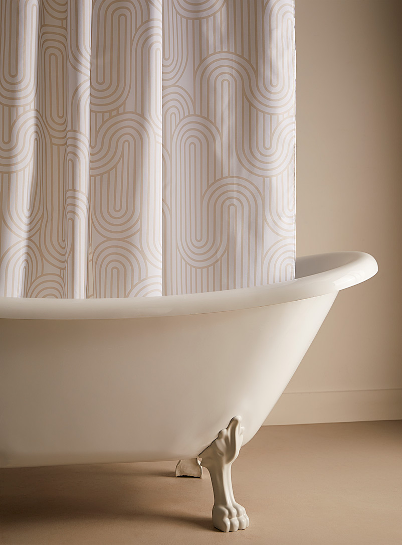 Simons Maison: Le rideau de douche lignes rétro Blanc à motifs