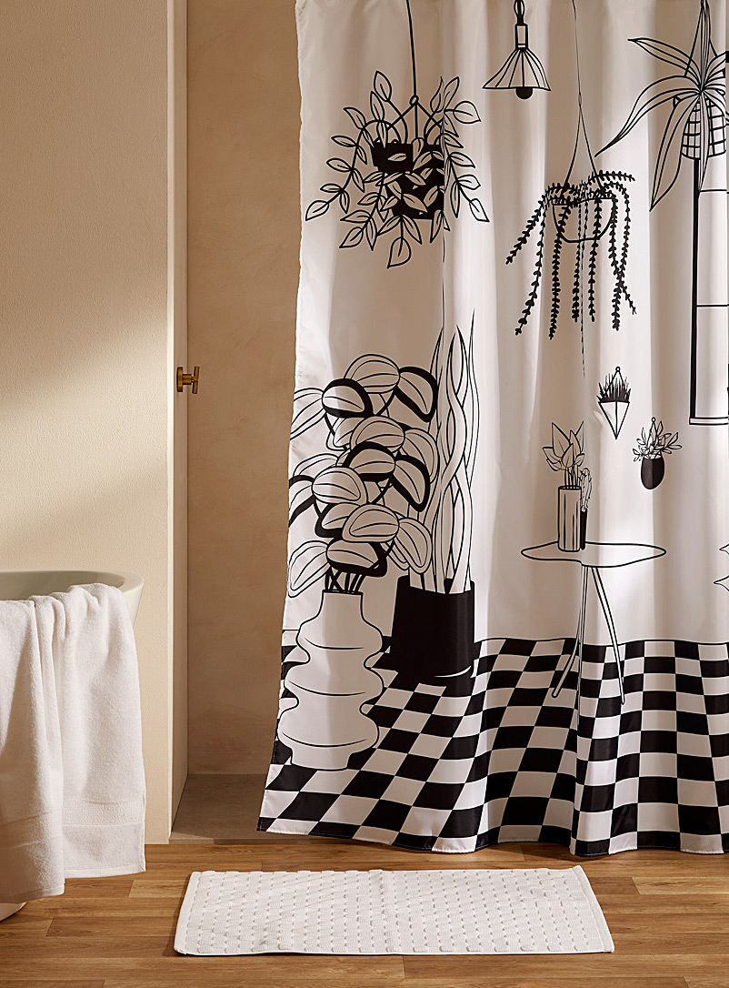Simons Maison Black and White Life in black and white recycled polyester shower curtain