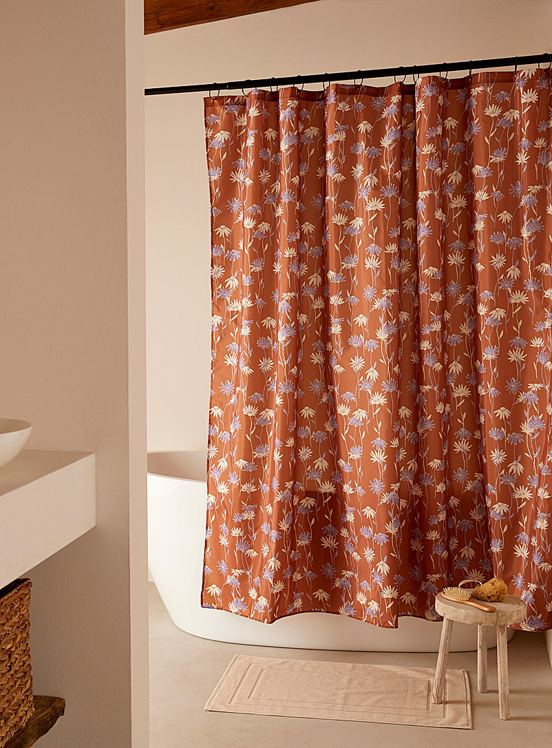 Simons Maison Patterned Orange Fall flowers recycled polyester shower curtain