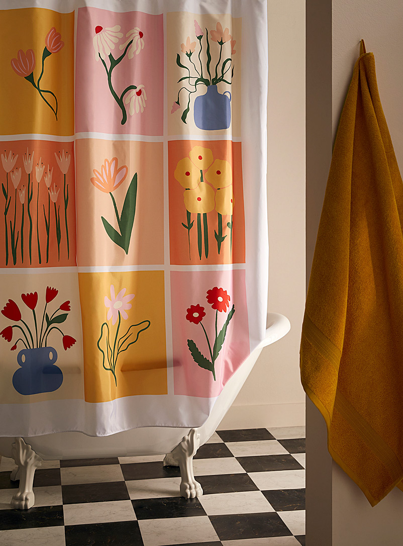 Simons Maison: Le rideau de douche polyester recyclé mosaïque florale Blanc à motifs