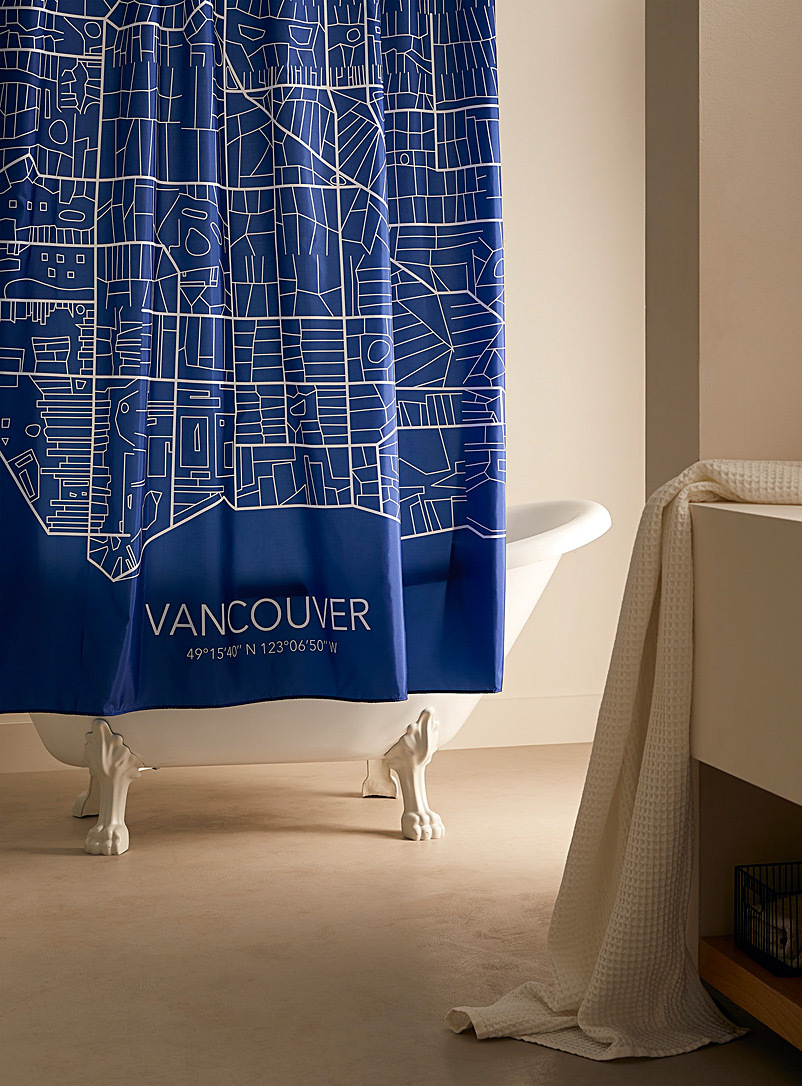 Simons Maison: Le rideau de douche polyester recyclé Vancouver Bleu à motifs