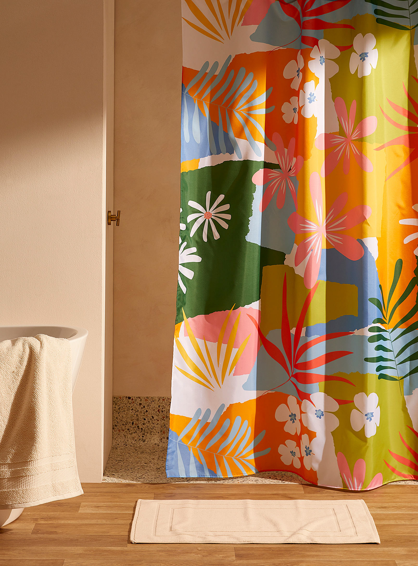 Simons Maison - Le rideau de douche polyester recyclé fleurs tropicales