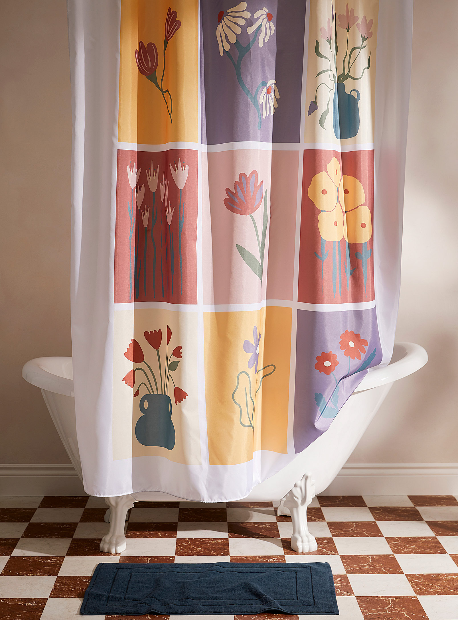 Simons Maison - Floral mosaic recycled polyester shower curtain
