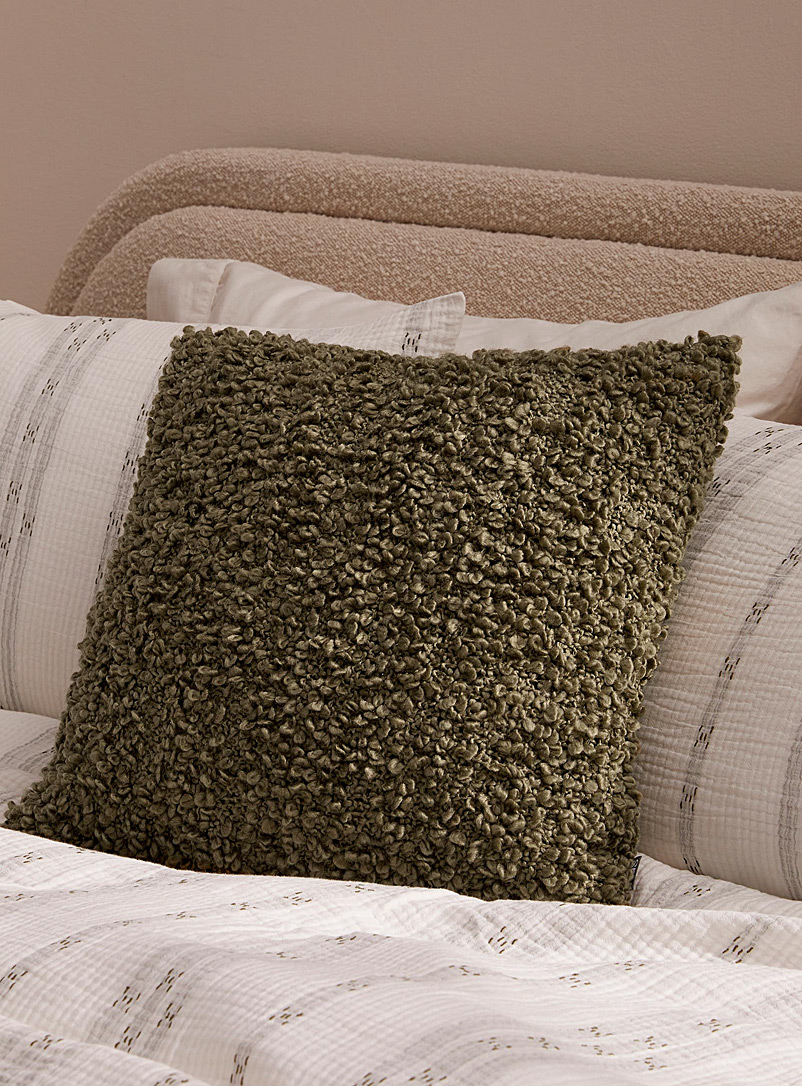Kas Australia Mossy Green Bouclé cushion 50 x 50 cm
