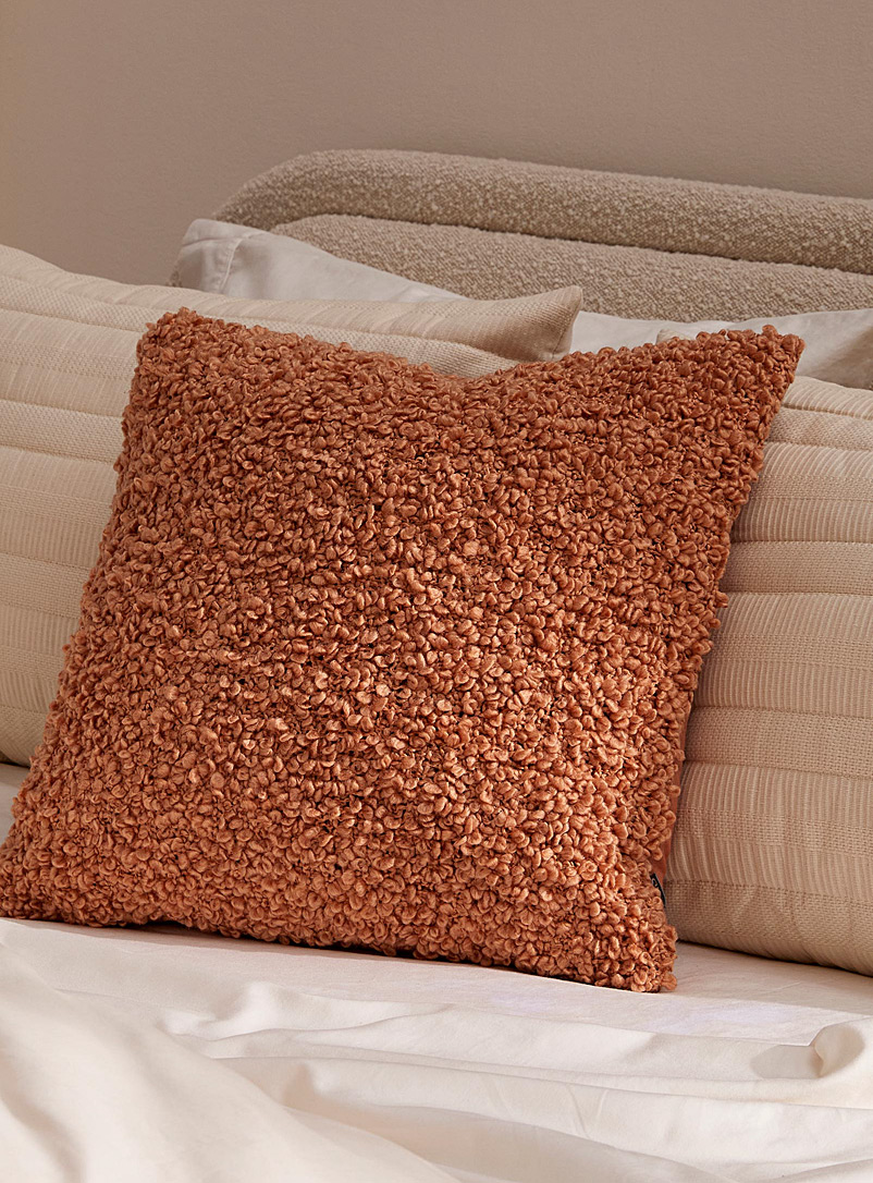 Kas Australia Medium Orange Bouclé cushion 50 x 50 cm