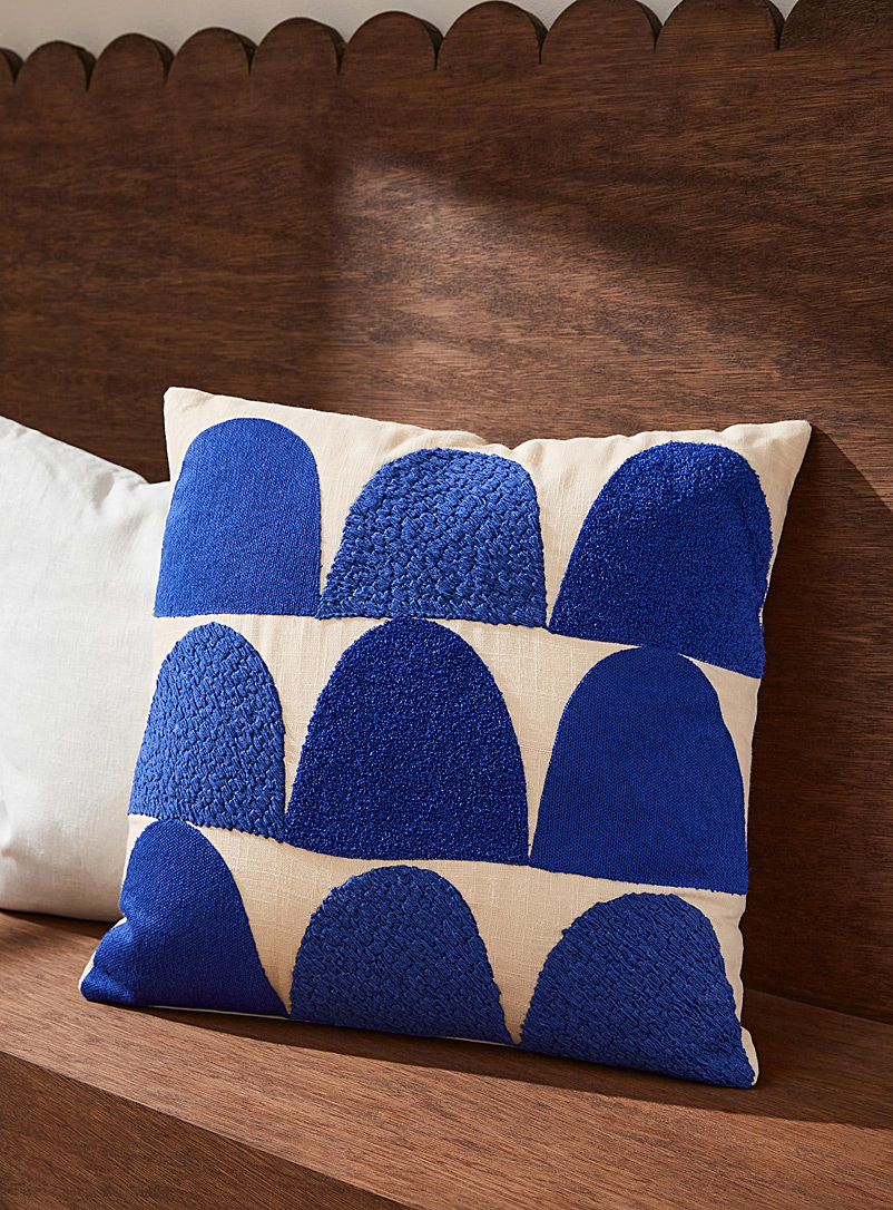Kas Australia Patterned Blue Sapphire half-moon cushion 50 x 50 cm