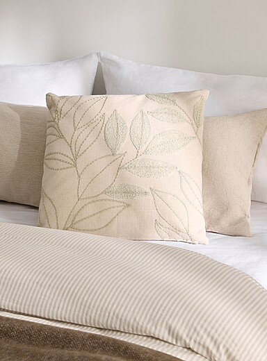 Simons Maison Patterned Ecru Salvador embroidered foliage removable-cover cushion 50 x 50 cm