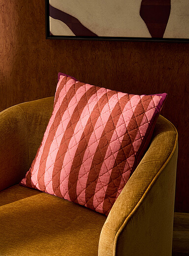 Kas Australia Pink Diamonds and stripes removable-cover cushion 50 x 50 cm