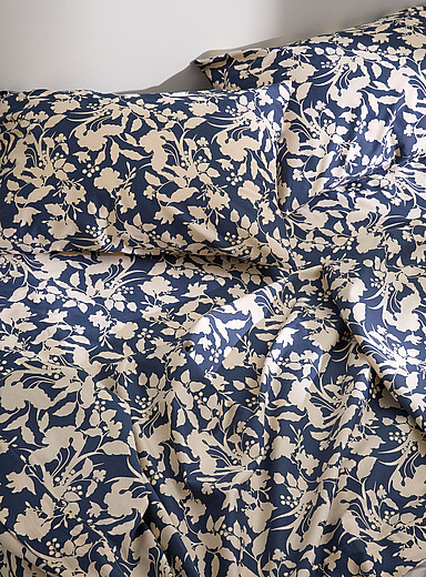 Lila floral poetry navy blue sheet set Fits mattresses up to 16 in