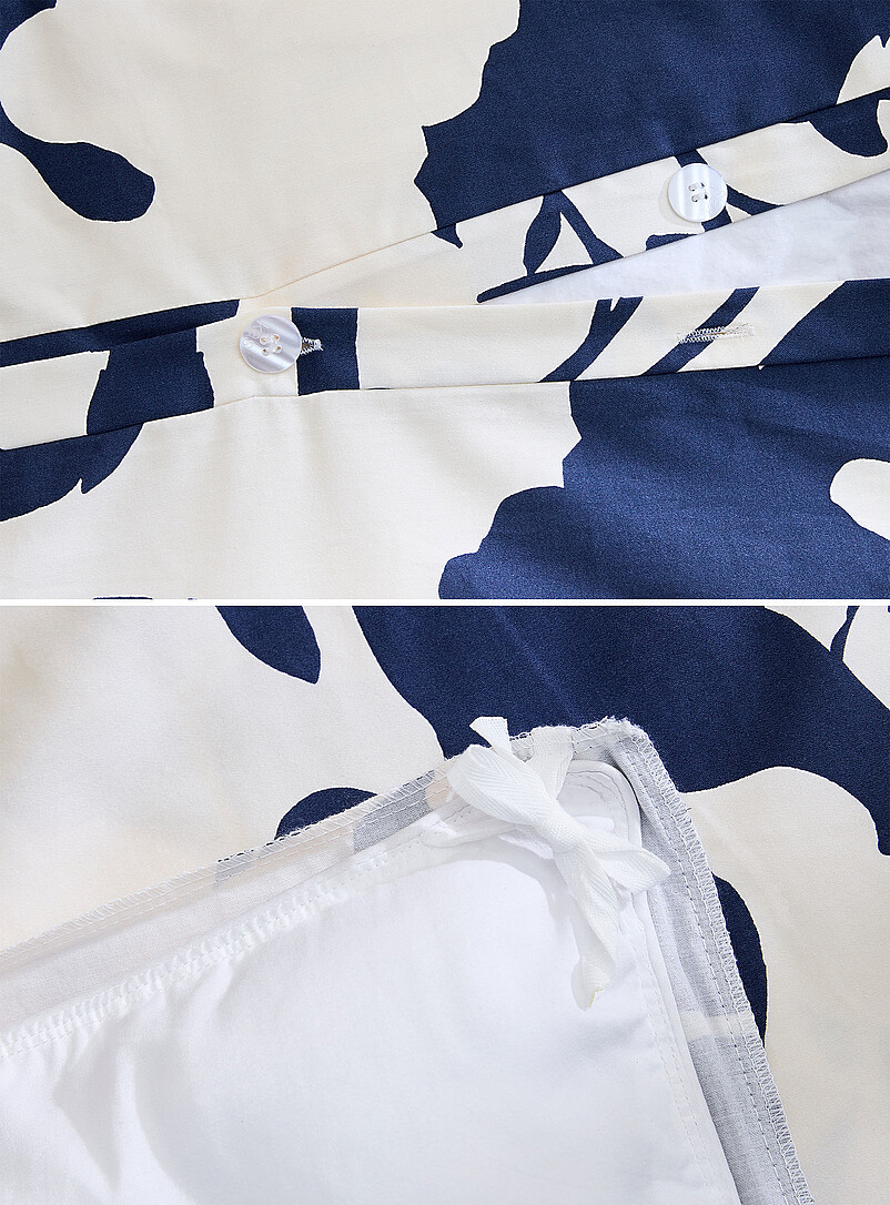Kas Australia Blue Lila floral poetry navy blue duvet cover set