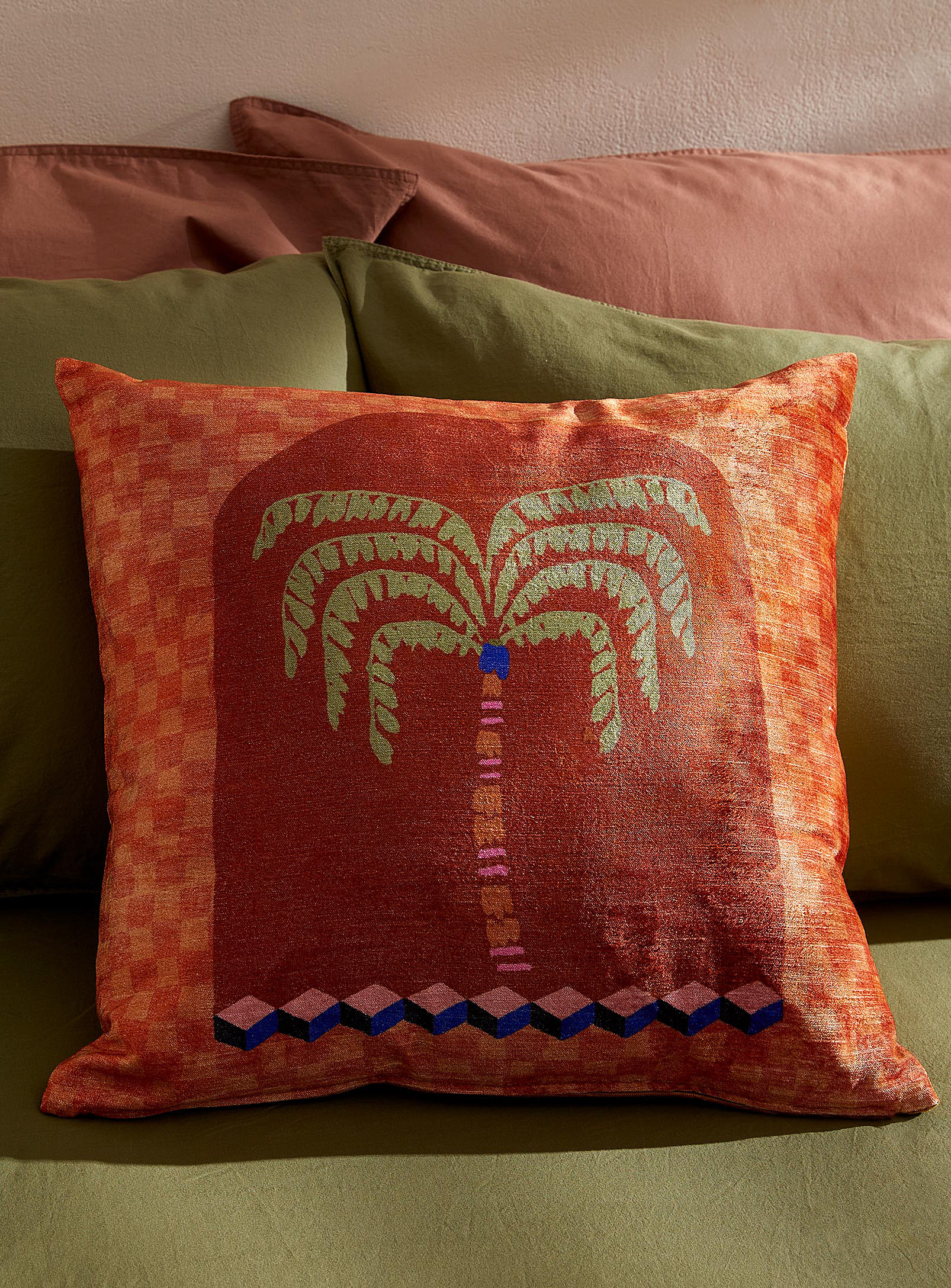 Kas Australia Palm Tree Cushion 50 X 50 Cm In Patterned Orange