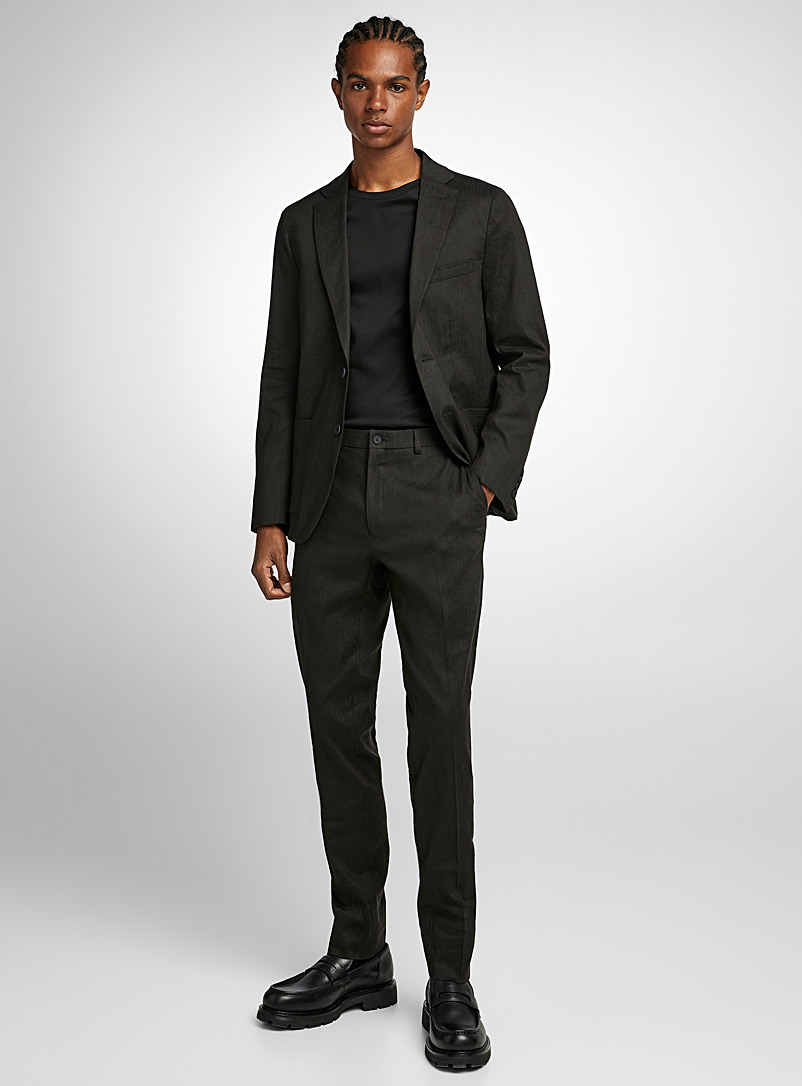 Calvin Klein Black Stretch linen suit Semi-slim fit for men