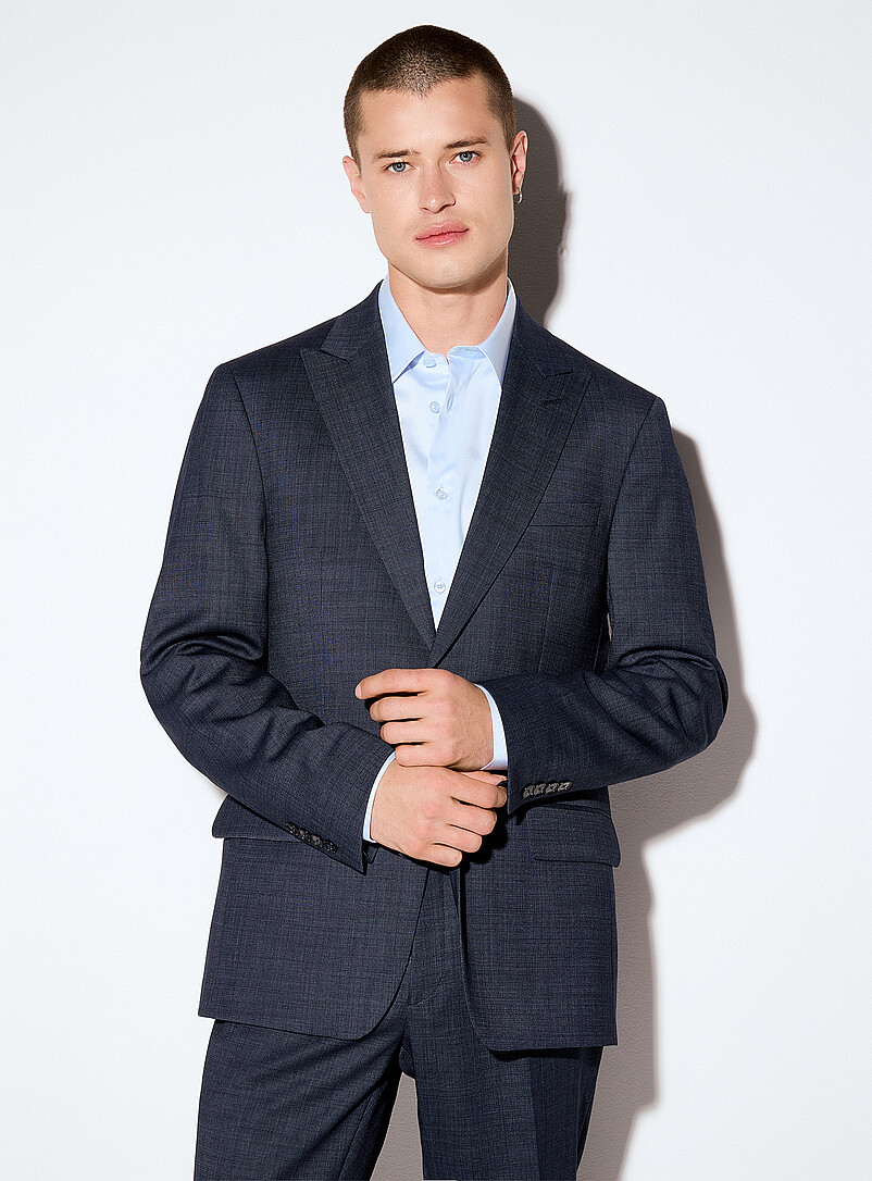 Calvin Klein Blue Midnight-blue piqu&eacute; suit <b>Slim fit</b> for men