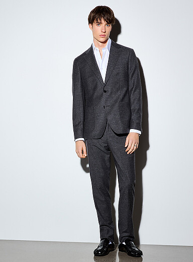 Calvin Klein: Le complet Donegal laine m&eacute;lang&eacute;e <b>Coupe ajust&eacute;e</b> Charbon pour homme