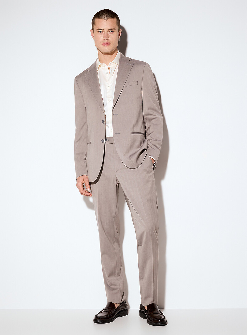 Taupe Herringbone Suit Slim Fit