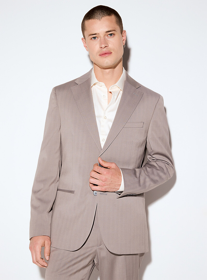 Taupe herringbone suit Slim fit product image 2