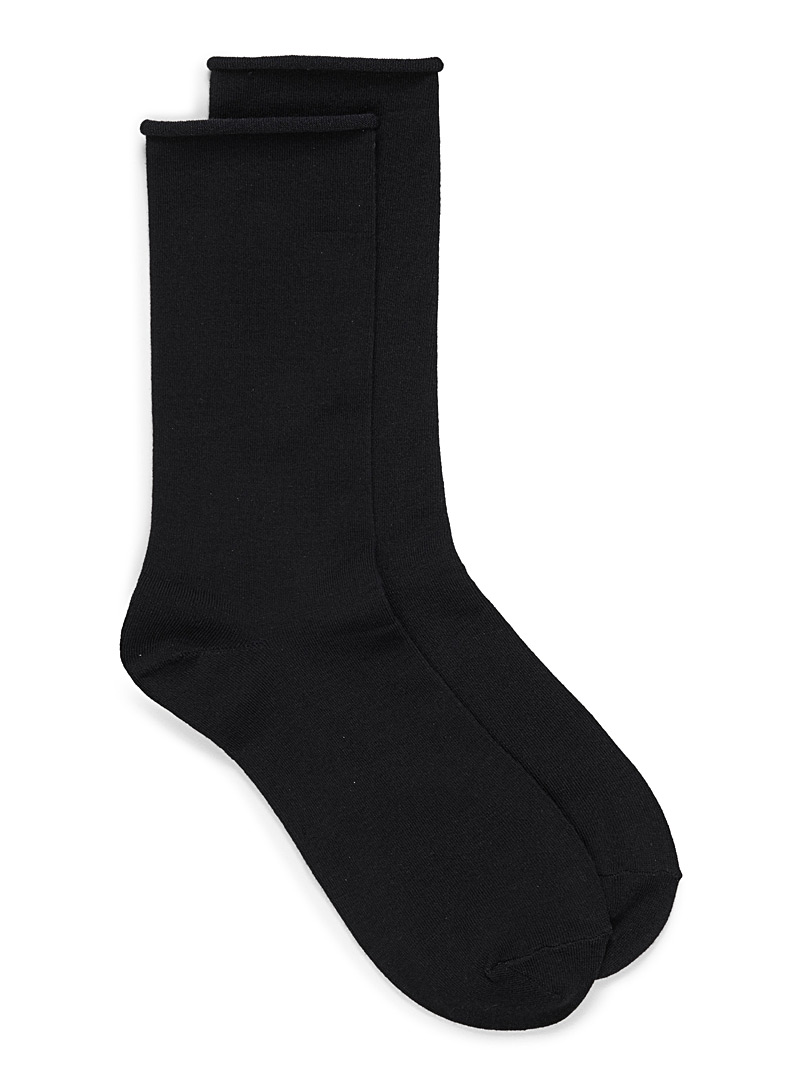 Simons Black Essential bamboo rayon socks for women