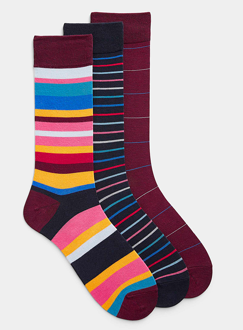 Le 31 Crimson Colourful stripe socks 3-pack for men