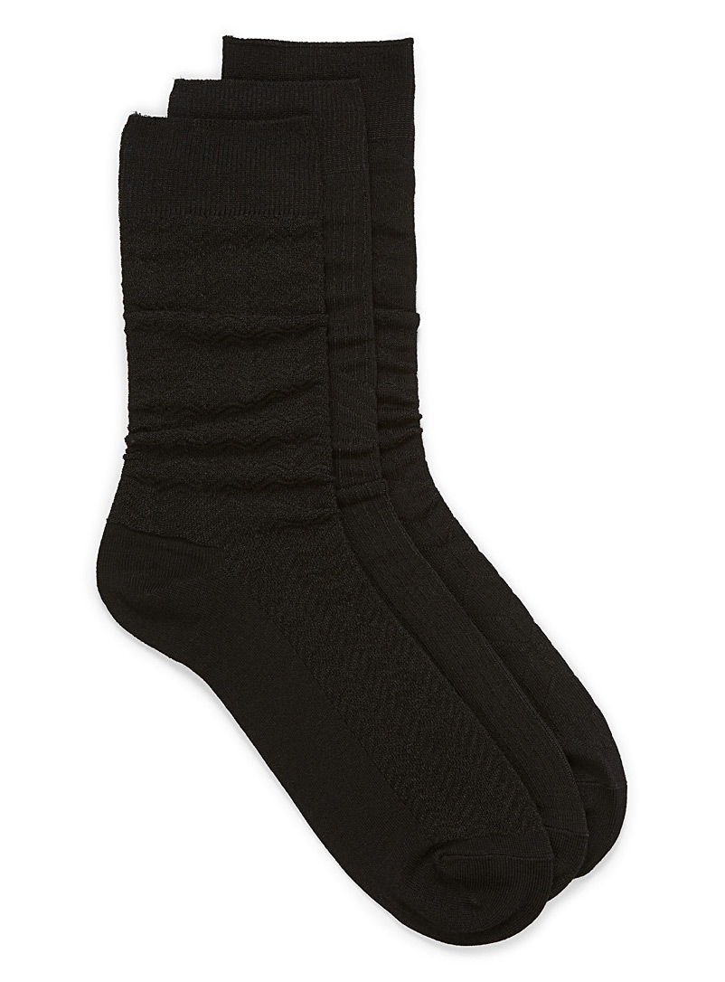 Le 31 Black Multi-textured sock 3-pack for men