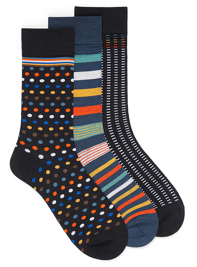 Le 31 Blue Vibrant pattern bamboo rayon socks 3-pack for men