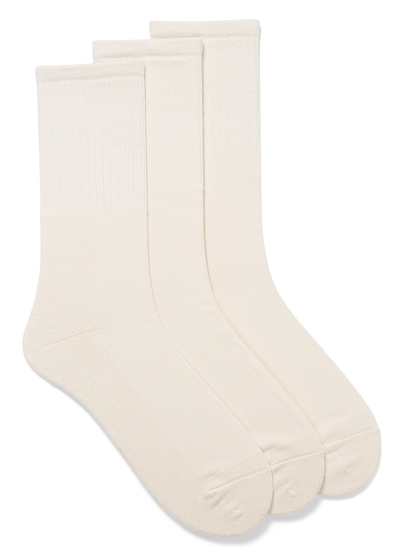 Le 31 Cream Beige Off-white ribbed socks 3-pack for men