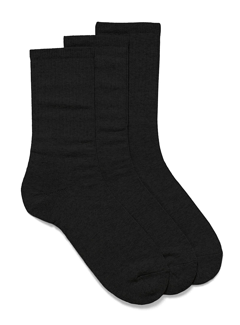 Le 31 Black Solid organic cotton socks 3-pack for men