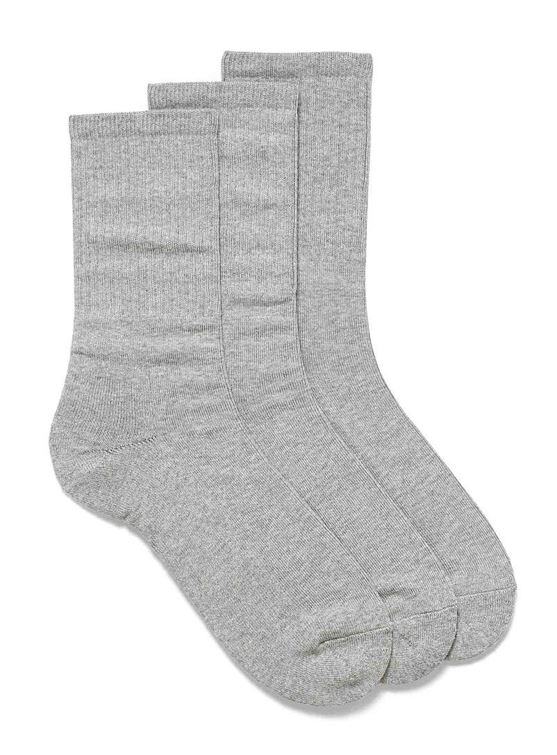 Le 31 Charcoal Solid organic cotton socks 3-pack for men