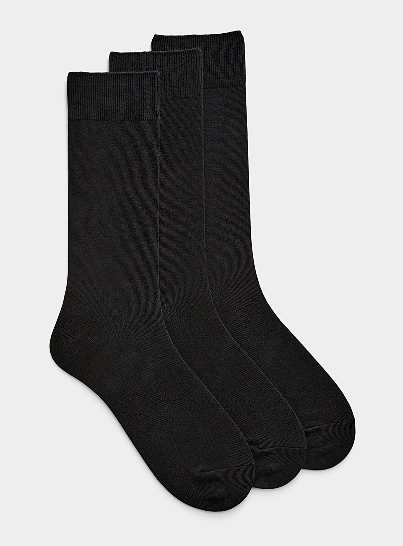 Le 31 Black Cotton jersey sock trio for men