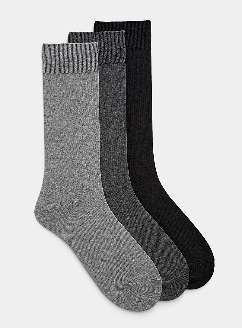Le 31 Grey Cotton jersey sock trio for men