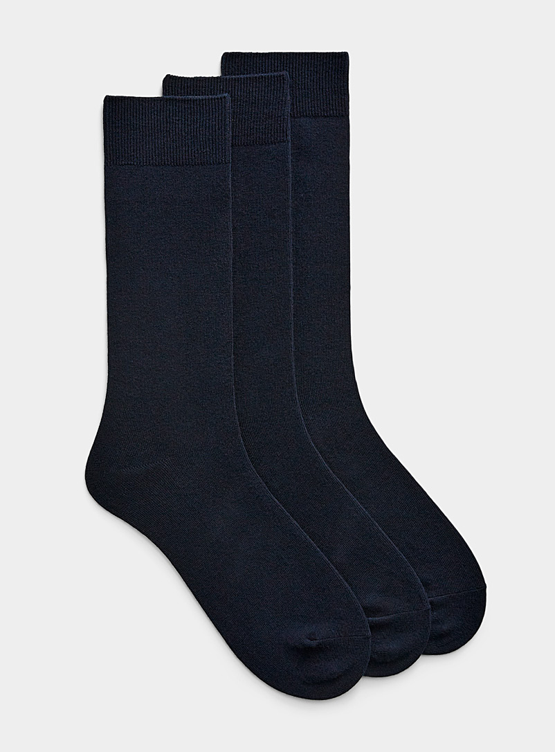 Le 31 Navy/Midnight Blue Cotton jersey sock trio for men