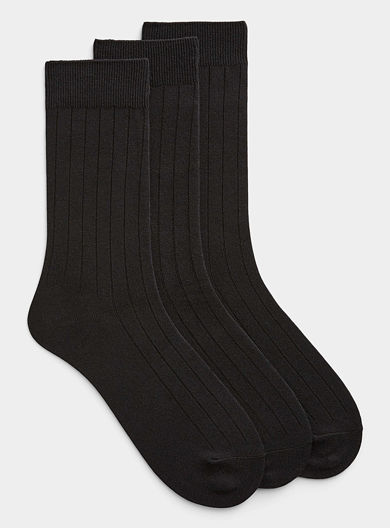 Le 31: Le trio chaussettes habillées coton Noir pour homme