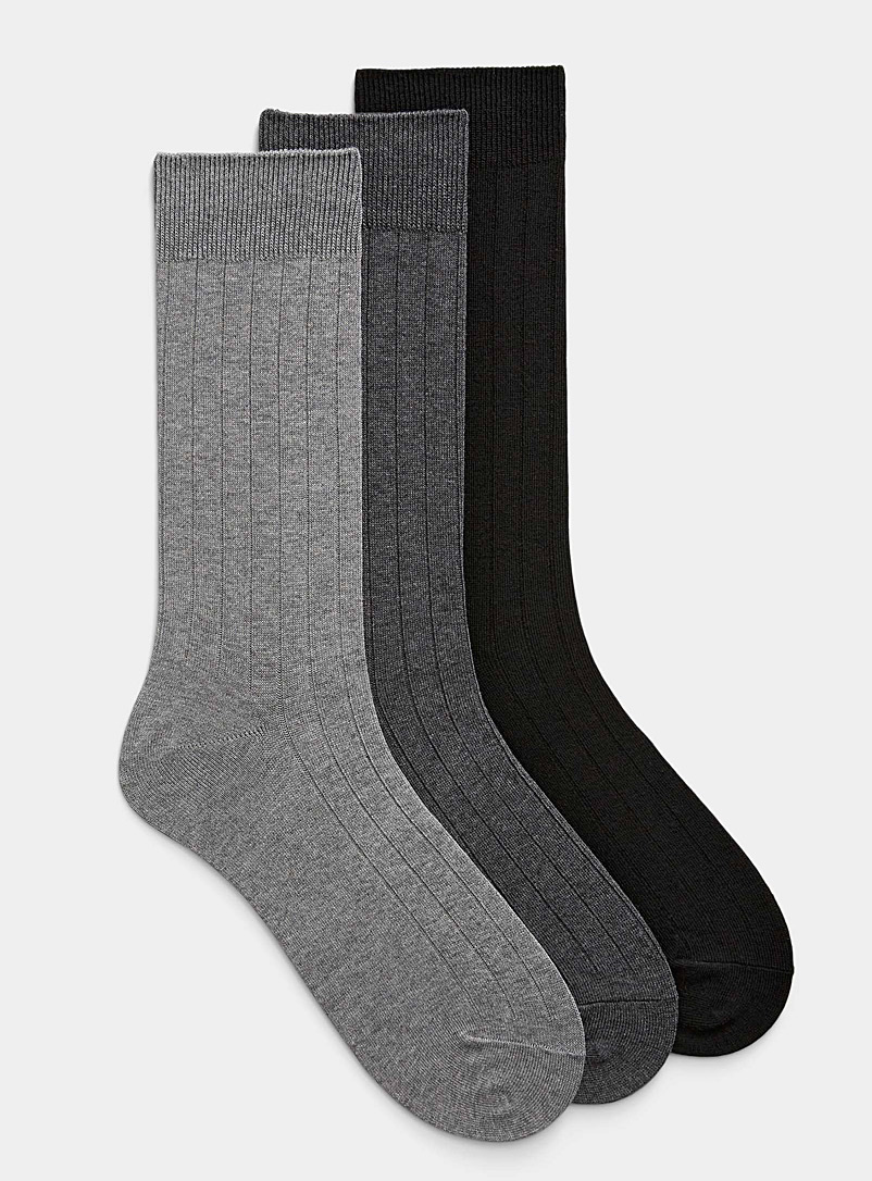 Le 31 Grey Cotton dress sock 3-pack for men