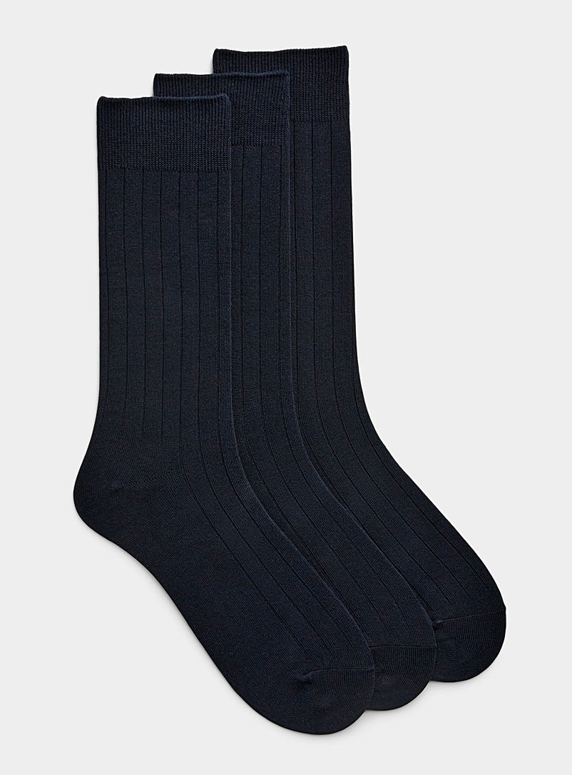 Le 31 Marine Blue Cotton dress sock 3-pack for men
