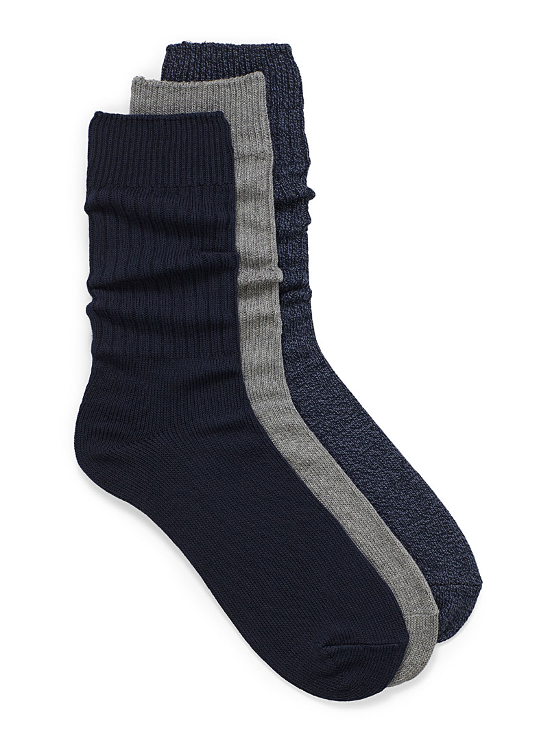 Le 31 Blue Ribbed cotton sock 3-pack for men